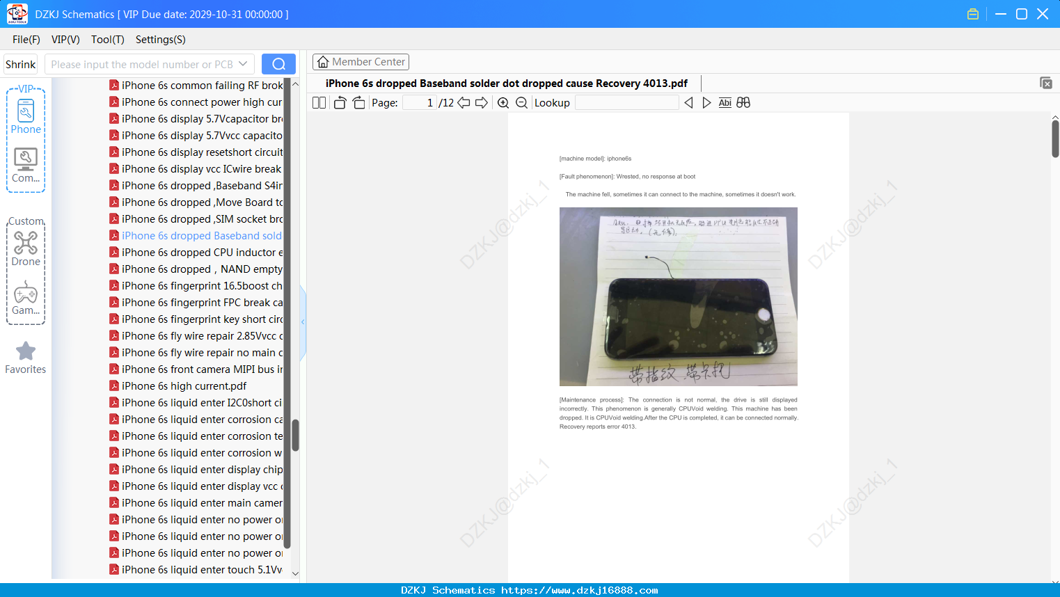 IPhone 6s Dropped Baseband Solder Dot Dropped Cause Recovery 4013